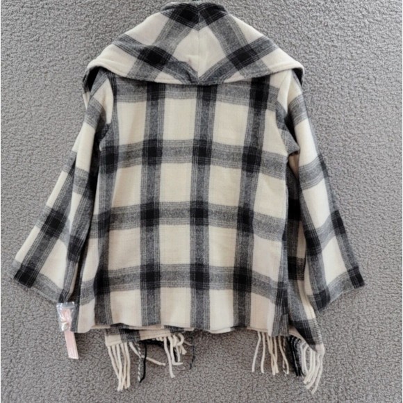 Aqua Women's Scarf Collar Coat Black/White Polyester/Wool Blend, Size S - Picture 12 of 12